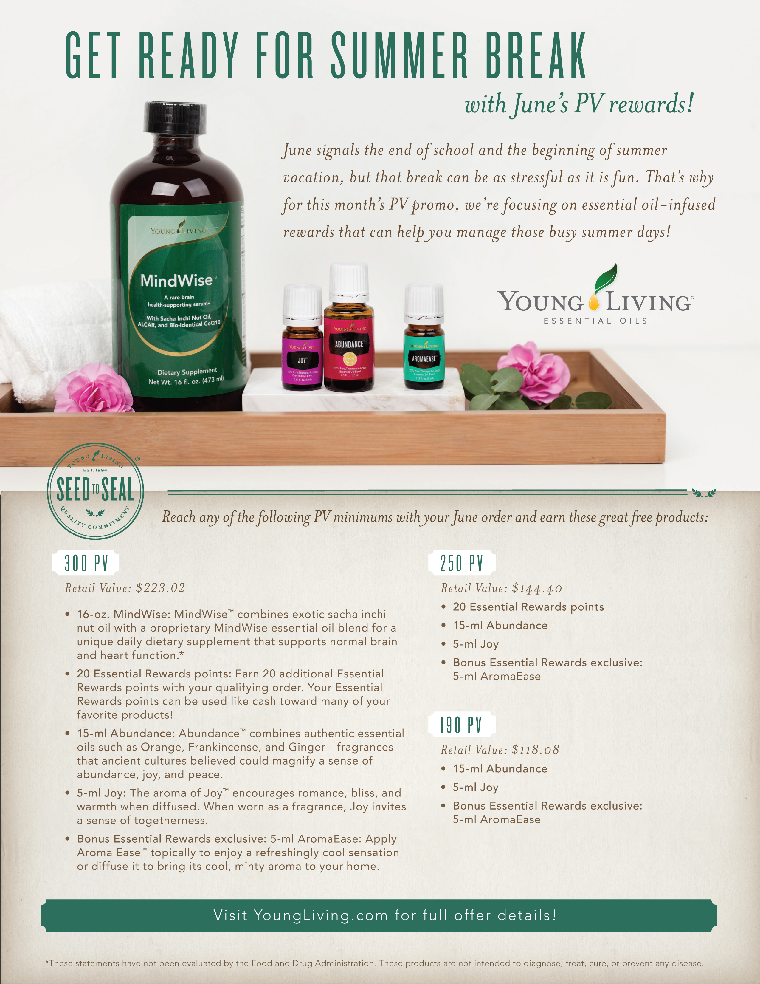 June Promotions Vintage Purity Member 3030347 Young Living